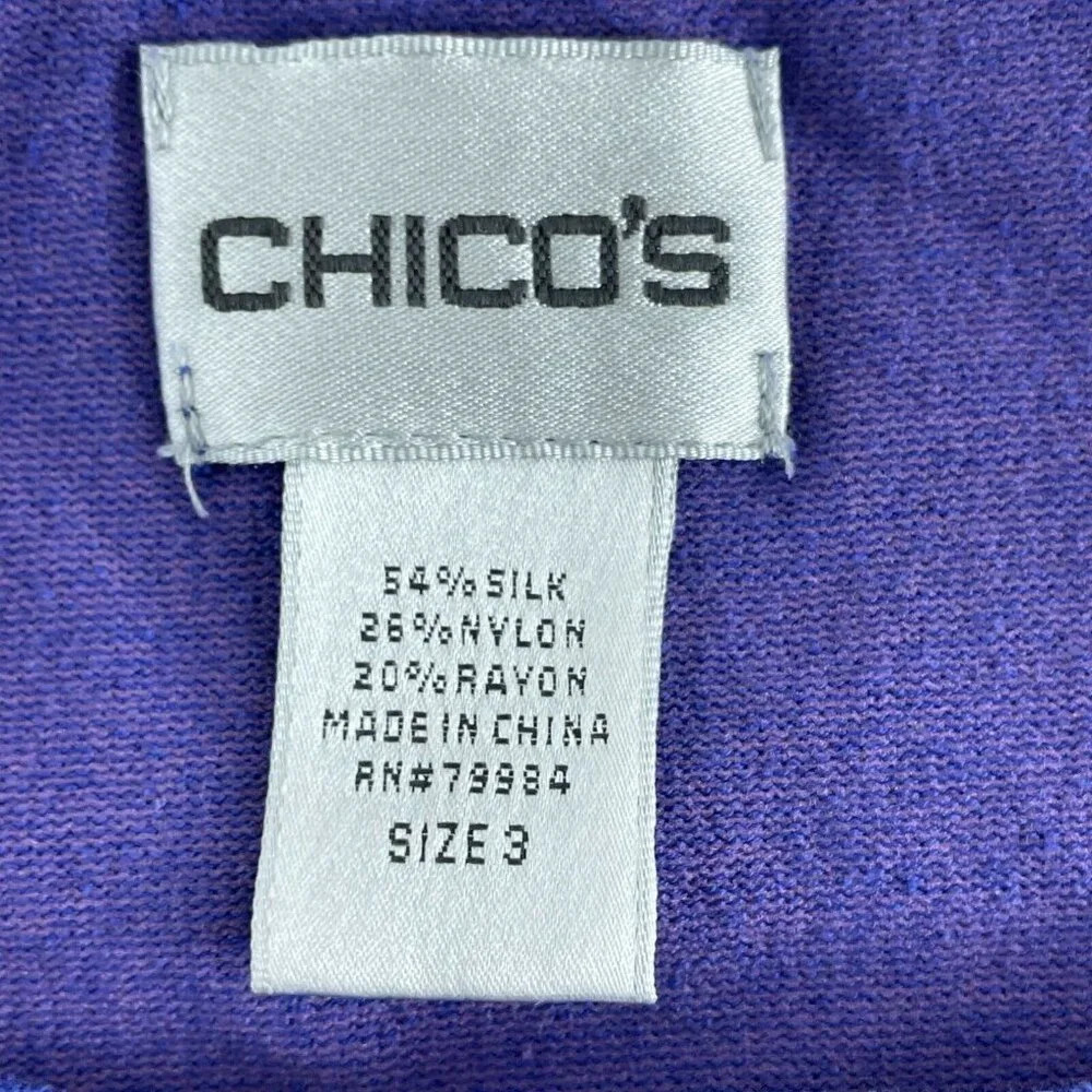 Chicos Womens Blue Silk Blend Tank Top Size 3 0594 - Picture 3 of 8
